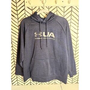Under Armour Blue Silver Logo Activewear Hoodie Phone Pocket Men's Large 5077